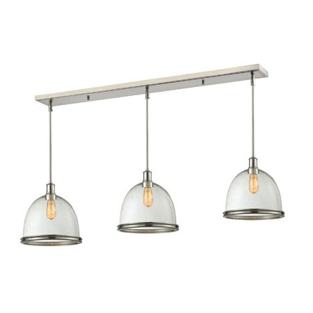 Z-LITE Mason 3 Light Island/Billiard, Brushed Nickel And Clear Seedy 718P13-3BN